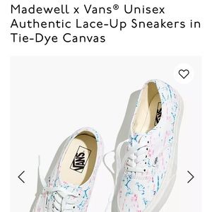 NWT {Madewell X Vans} lace up in tie dye canvas